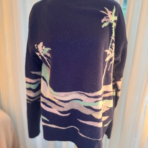 360 Cashmere Navy Blue Palm Tree Sweater - Picture 5 of 5